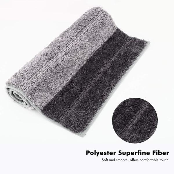 Mikrofiber-bademåtte, blød skridsikker bademåtte, elegante stribede Shaggy-bademåtter til badeværelse 45x70 cm - (gradient grå),