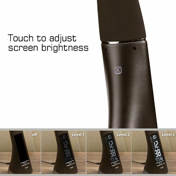 5W LED Øjenbeskyttelse Skrivebordslampe Touch Switch USB Genopladelig Sengelampe med Alarmfunktion 200LM (Brun)， Velegnet til