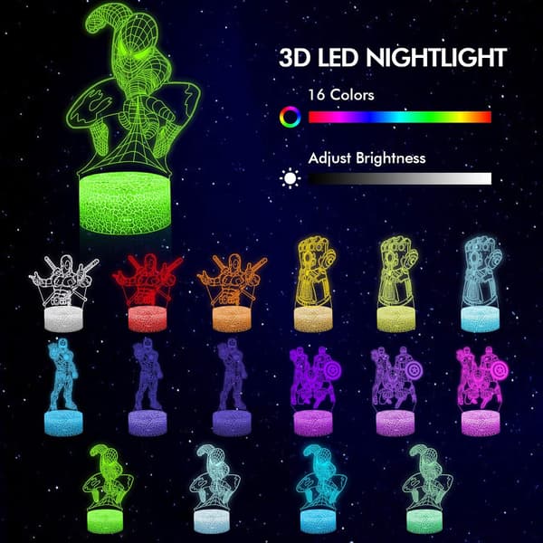 3D-spilbelysning 5 mønstre og 16 farveskiftende LED-skrivebordslampe