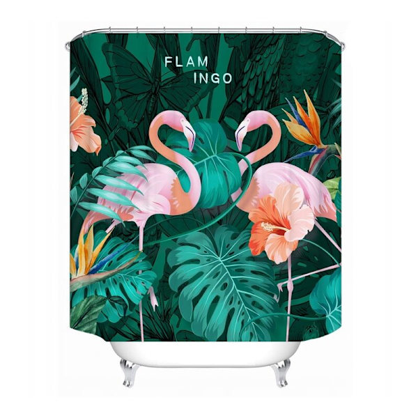 D150*180CM Flamingo 3D HD Creative Digital Printing Polyester Badeværelses bruseforhæng,