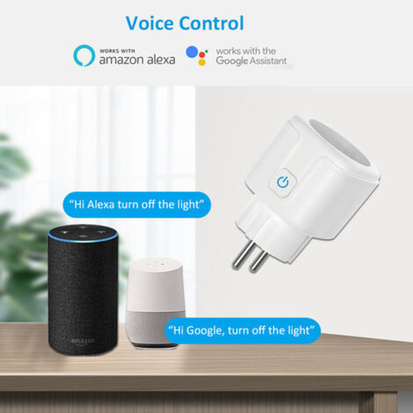 wifi smart strømuttak stemmefjernkontroll for mobiltelefon, med strømmåling, 16A