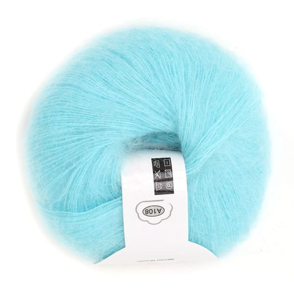 Mjuk Mohair Pashmina Stick Angora Ullgarn Ljusblå