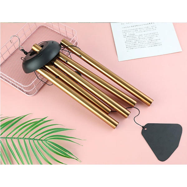 European Retro Wind Chimes 33 tums metall aluminiumrör vindspel för hem utomhus trädgårdsdekoration (svart)