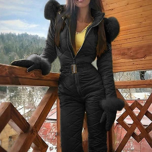 Dame vinter ski vandtæt jumpsuit Black L