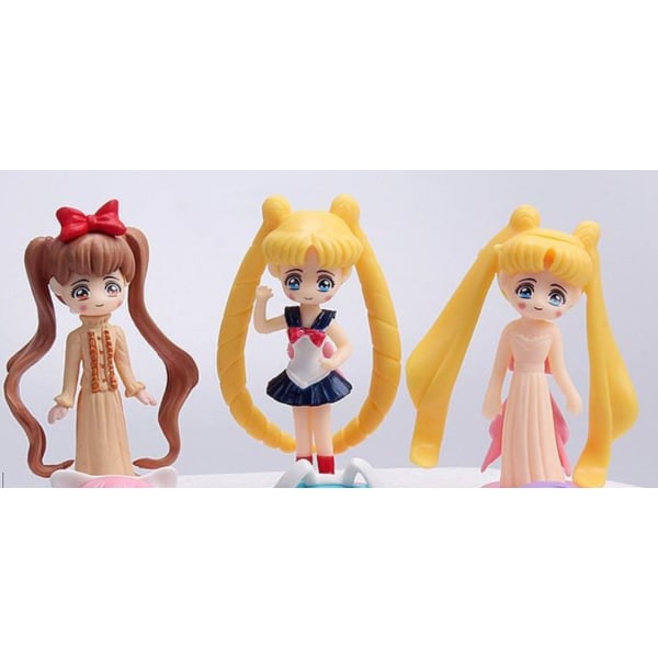 Kreativ födelsedagstårta sitter på månen Sailor Moon figur fast vatten ismåne bakning prydnader bilprydnader (10 stycken)