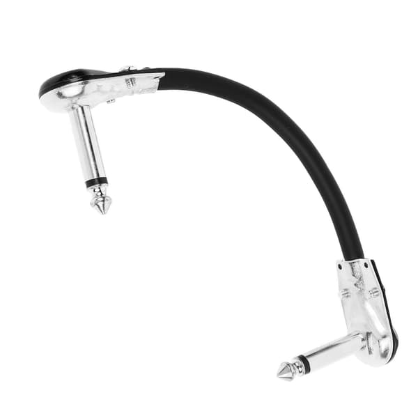 Gitar Effektkabel PVC Anti Støy Bærbar Gitarpedal Patch Cord Flat Hode Sølv 15cm 5.9in