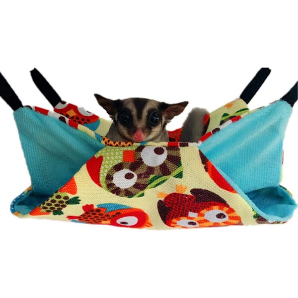 Lemmikkien riippumatot Riippusänky Nest Double Layer Canvas Riippumatto Hamsteri Chinchilla Ferret Riippumatto, Pöllö, 34cmx34cm,
