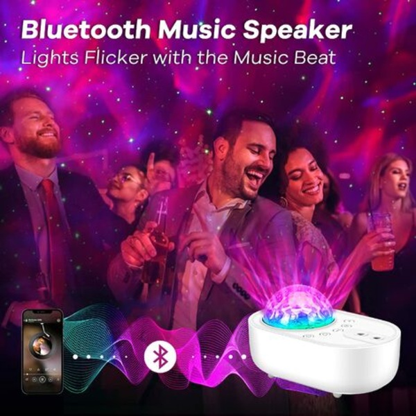 Star Projector Night Light, Galaxy Projector Lamp, Indbygget Bluetooth-højttaler, Timer med fjernbetjening, Star Projector Kids Ad