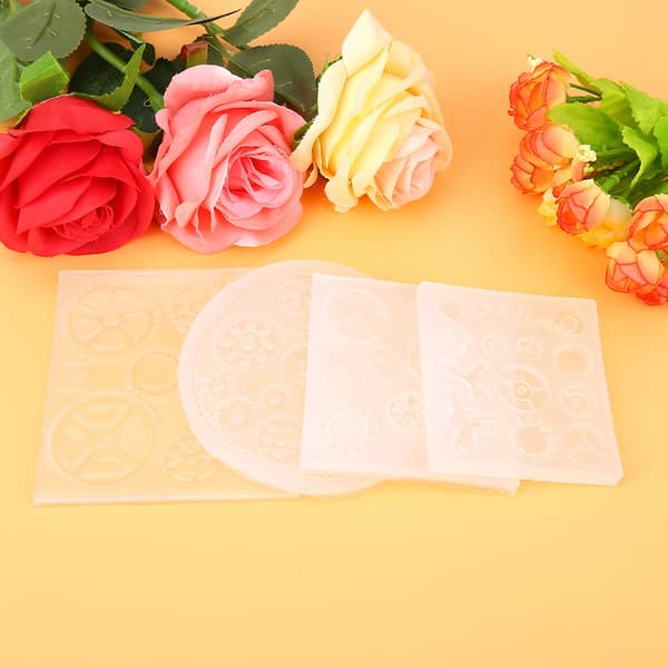 Gear Shape 3D Chokolade Kage Fondant Silikoneform Sæt 4 Dele
