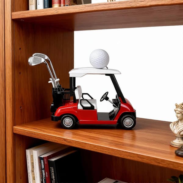 Miniature Pullback Golfvogn Model Figur Sæt Med Golfkølle Og Golftilbehør Til Hjemme- Og Kontorbordudstilling Blå Blue