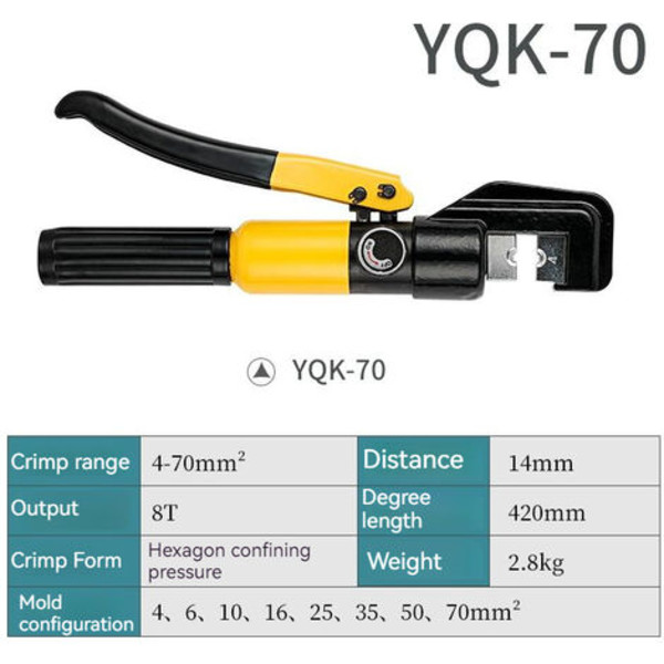 Manuell hydraulisk tang kabelkrympetang YQK-70 kobber- og aluminiumtrådkrympetang