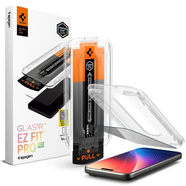 Spigen iPhone 17 Pro Max/16 Pro Max -näytönsuoja GLAS.tR \"Ez Fit Pro Svart Härdat glas