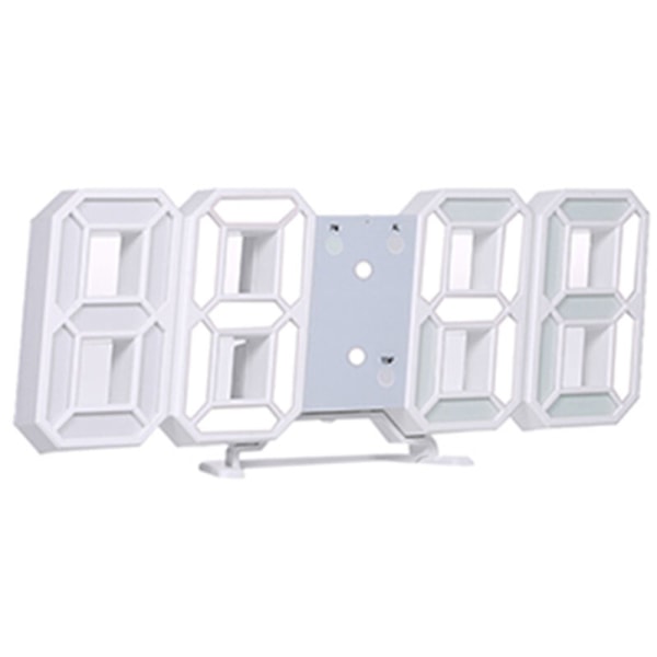 Vit led smart elektronisk klocka 3D digital väckarklocka multifunktionell väggklocka