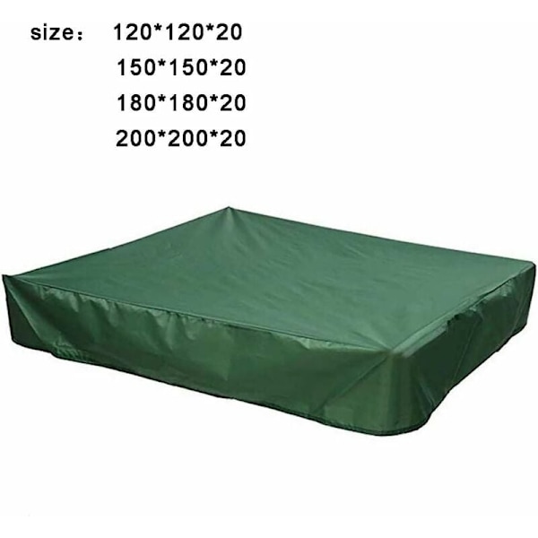 Vandtæt firkantet legetøjssandkassedæksel Haveparasol (grøn 180*180 cm)
