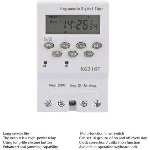 KG316T 220V Mikrodator Time Switch Digital Timer Switch Mikrodator Time Control Switch Automatisk program Digital