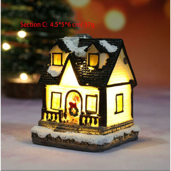 Luminous And Anime Christmas Village, Led Miniature Christmas Village House, Christmas Village Decoration, Colored Resin