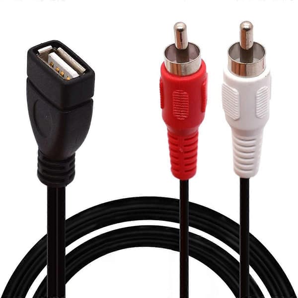 USB til RCA-kabel, USB A 2.0 hun til 2 RCA hanstik, Audio Video AV Y-splitter (1,5m)