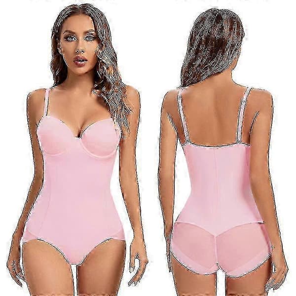 Dame-underwire hvit shapewear stretch ensfarget silkeaktig undertøy bodysuit M