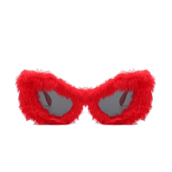 Plysj vintersolbriller Cat Eye Fashion solbriller for kvinner (rød),