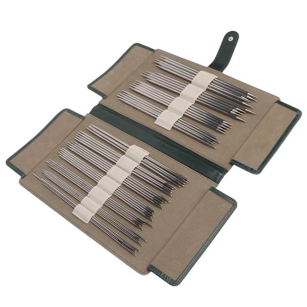 HT 55-delad set med dubbelspetsiga stickor - stickset i rostfritt stål för DIY-handstickningsprojekt, komplett med förvaringsväska