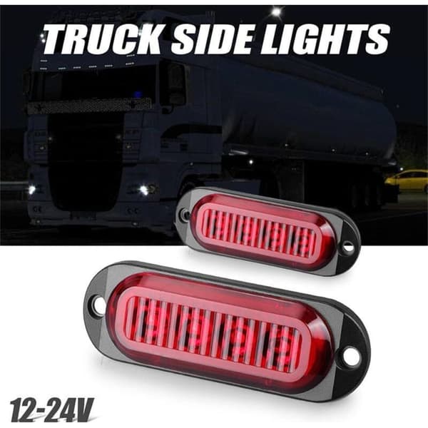 10X LED Sidemarkeringslys 12/24V LED Trailer Sidemarkeringslys Side Advarselslys til Lastbil Autocamper Campingvogn (Rød)