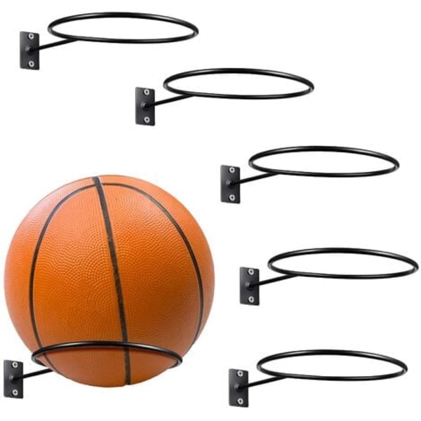 6 stk Ball Vegg Oppbevaring Display Stativ Universal Metall Ball Oppbevarings Stativ Svart Ball Oppbevaring Display for Basketball Fotball