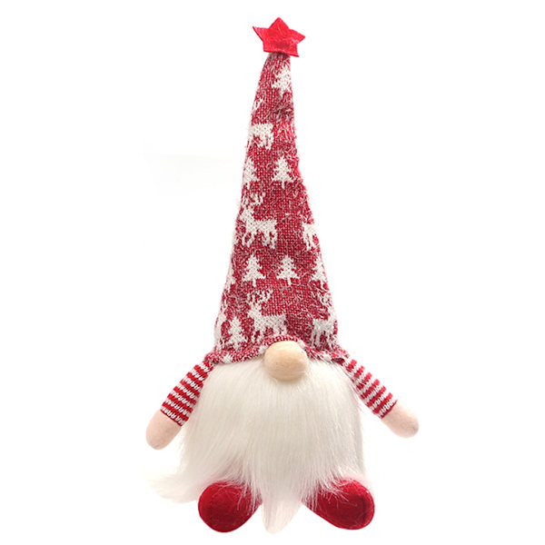 Christmas High Hat Dwarf Gnome för Doll Ornaments Belysning Söt tecknad Dwarf El Red - B