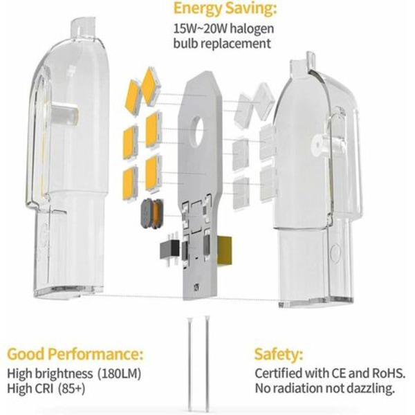 G4 LED 1,5W glödlampa, 180LM, AC/DC 12V belysningslampor motsvarande 20W halogen, varmvit 3000K, ej dimbar, repla
