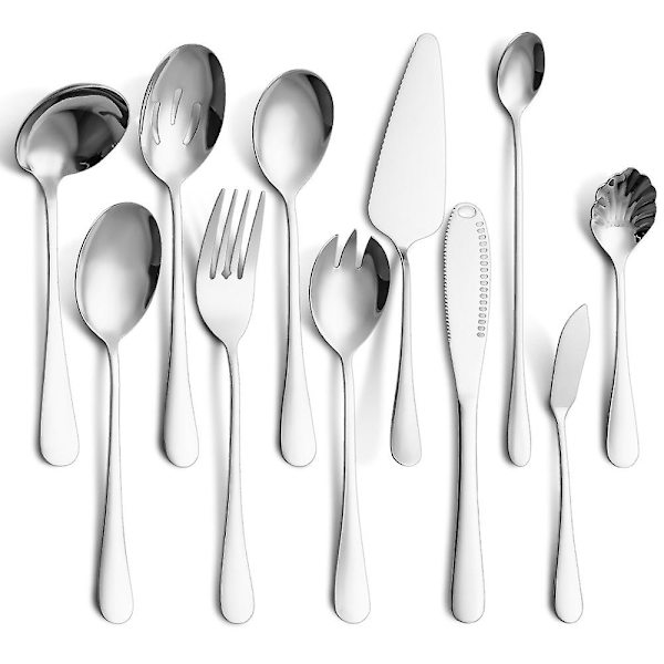 Bestiksæt Serveringsstykke 11PC-Sølv silver