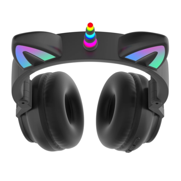 Shiny Cute Cartoon Cat Ears Trådløs Subwoofer Unicorn Headset Bluetooth Headset (sort)