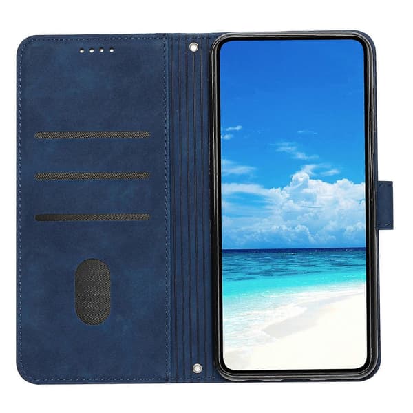 Hudfølelse Hjertepræget Læder Telefoncover med Lang Snor til Google Pixel 8a Blue