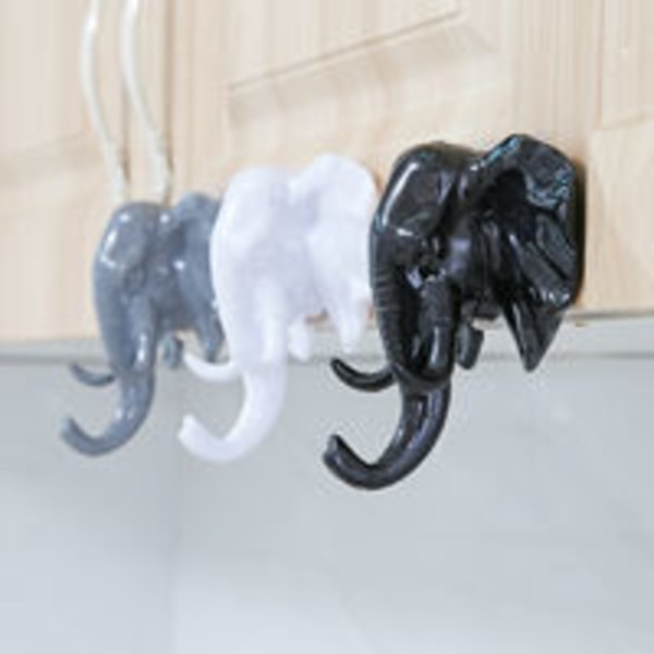 Elefanthuvud - Modern Resin Väggdekor - Kreativ krok för hem, vardagsrum, sovrum, smycken, nycklar, halsdukar, väskor, rockar (svarta)