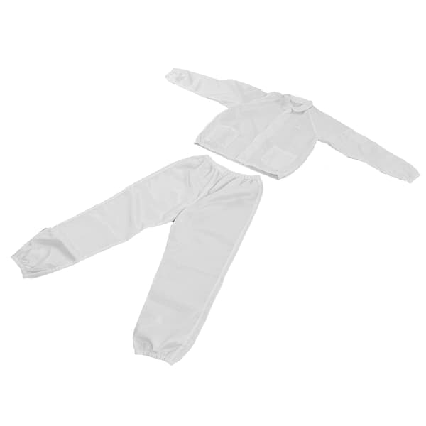 Antistatisk Polyester Skyddsdräkt Vit Delad Design Verkstads Säkerhetskläder