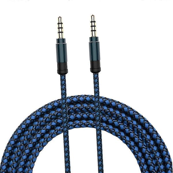 3,5 mm lydkabel han til han 1,5 m blåt nylonflettet Aux-kabel til bilstereo