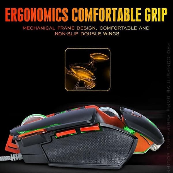 T-WOLF V9 8 taster 3200 DPI Gaming Makrodefinisjon Mekanisk Kablet Mus Black