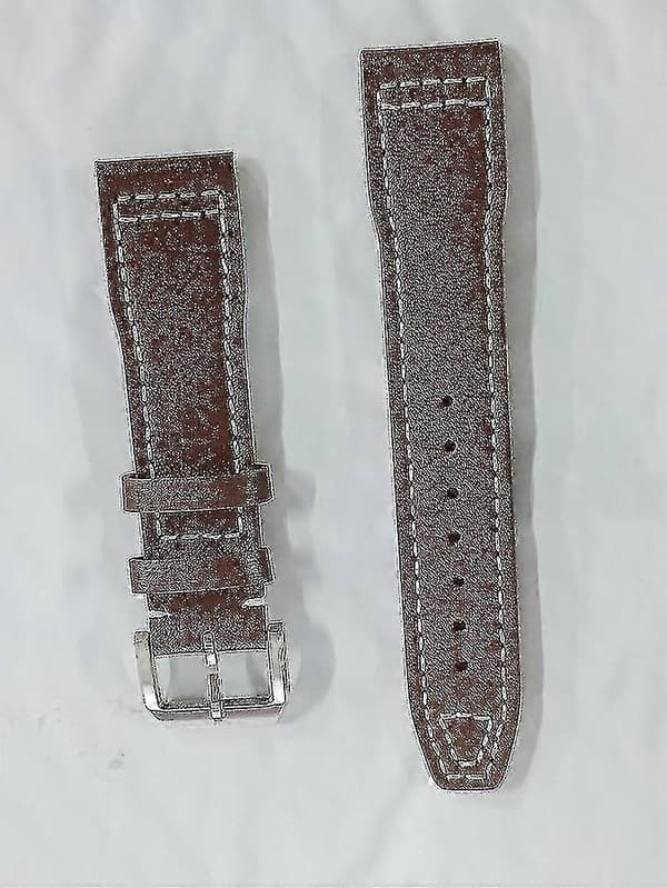 Læderrem til IWC Pilot's ure, 20 21 22mm erstatningsrem. Brown white line 20mm