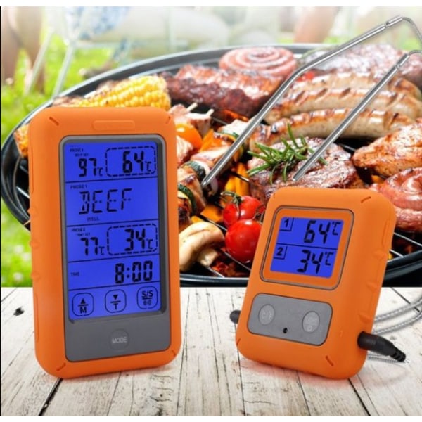 Berøringsskjerm med dobbel nål kjøkkentermometer, BBQ mattermometer