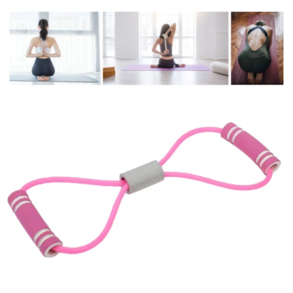 Justerbar Längd Figur 8 Motståndsband för Arm- och Axelstretch - Rosa Fitness Dragrep