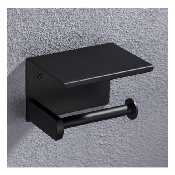 Sort ekstra tykk Toalettpapirholder, Veggmontert Toalettpapirholder med Telefon Organizer for Bad