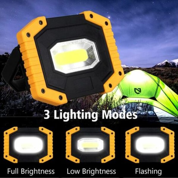 30W LED arbeidslys, T-SUN oppladbart batteri byggeplass spotlight, bærbart vanntett arbeidslys med 2*oppladning