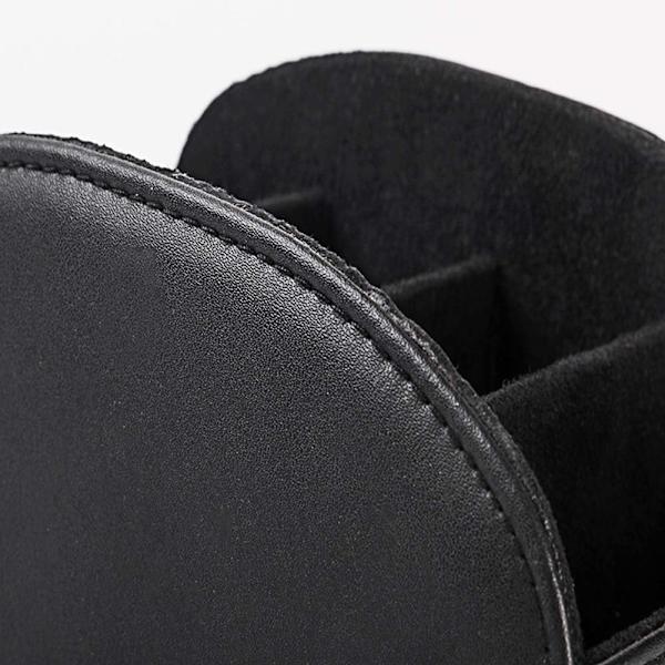Retro Leather Series Vardagsrum Office Fjärrkontroll Box Finishing Desktop Storage Box (svart)