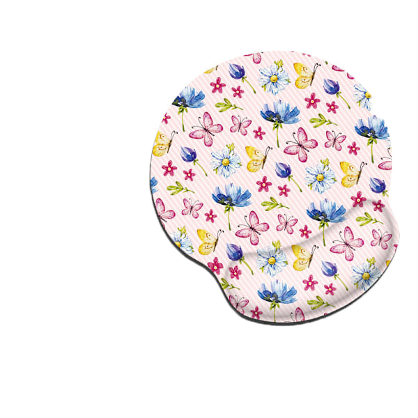 Slow Rebound Memory Foam Wrist Mouse Pad - Daisy Butterfly Leaf