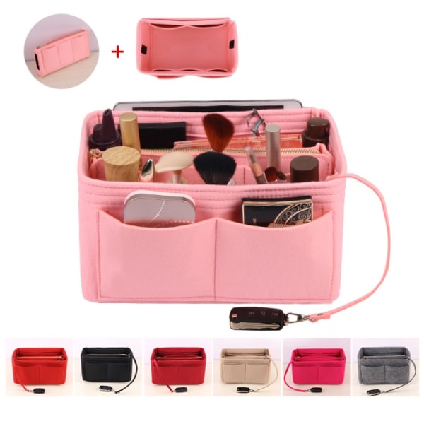 Insatsväska i filt Smink Organizer ROSA 30*16*16CM 30*16*16CM pink 30*16*16cm-30*16*16cm