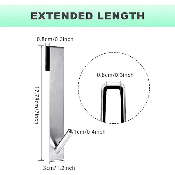 2st 18cm Duschdörrskrok Ingen borrhanddukshängare Krok Badrum Ramlös Duschdörr - Silver