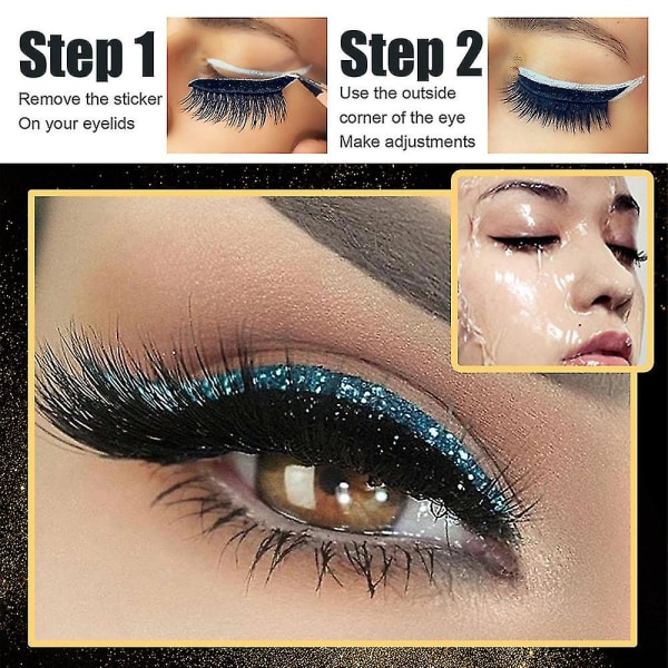 4 par genanvendelige glitter eyelinerstickers Blue