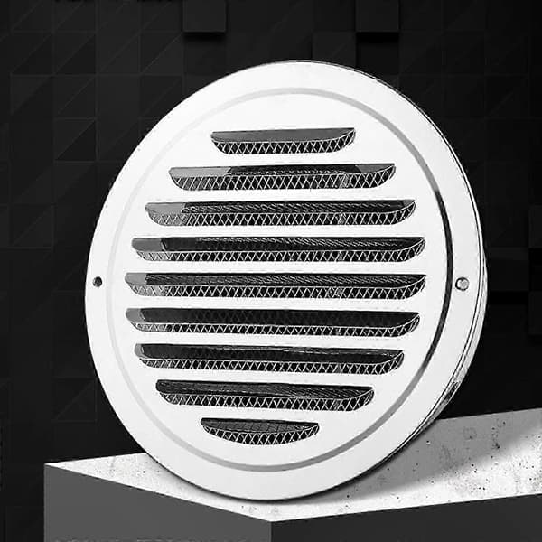 Ventilationsrist i rustfrit stål med insektnet og flange, rund 75-200 størrelse Huge