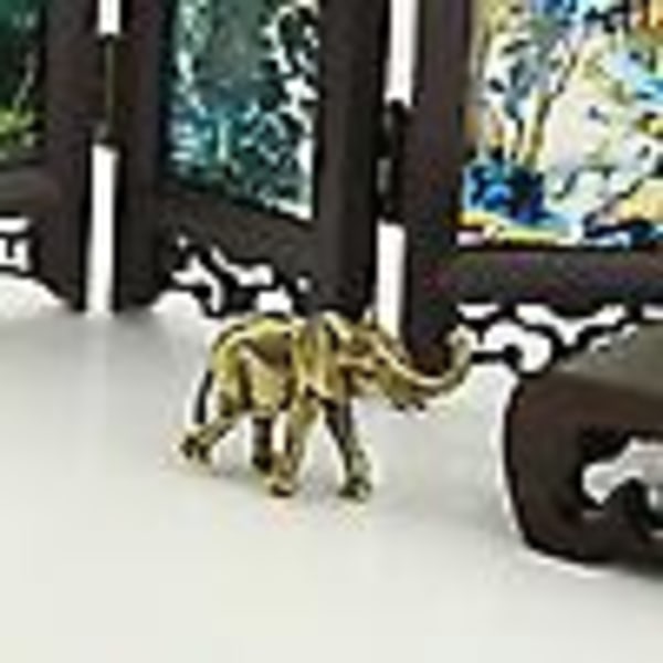 Fin symbol elefant figuren klar snidad messing te pet minature elefant på skrivebordet