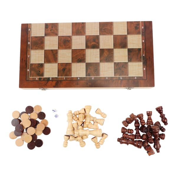 Bärbart 3 i 1 Schackspel i Trä för Barn och Vuxna