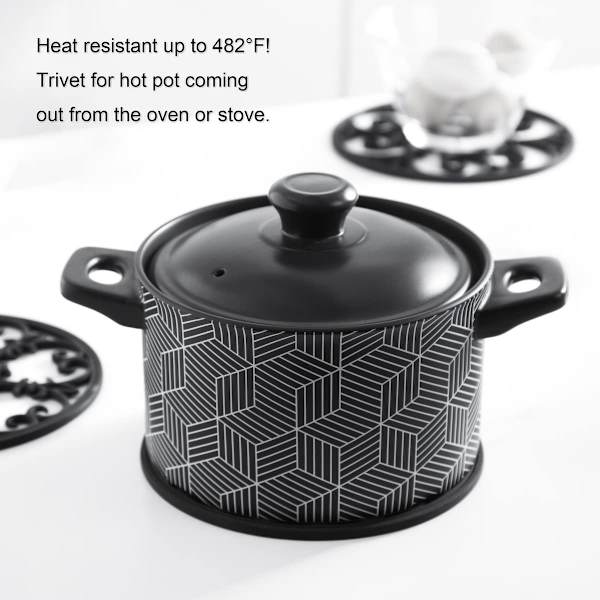 Teekannu Kitchen Trivet - Liukumaton lämmönkestävä Moderni Keittiö Hot Pad Pata ja Parila Black Trivet Set , 3 kpl