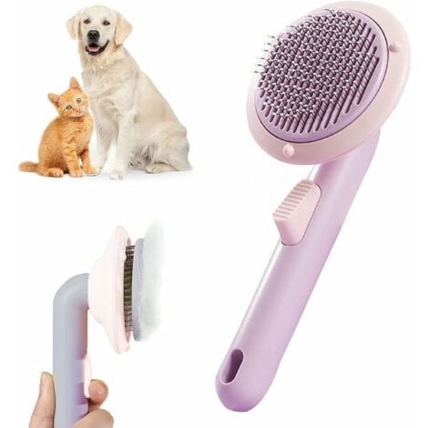 Hund- och kattborste, självrengörande död hårborste Effektiv borttagning av upp till 95 % av döda hår, hund- och kattvårdsborste